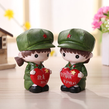 手工工艺品刻字小军人情侣娃娃婚礼情人节互赠礼品t 5*5*10.5cm