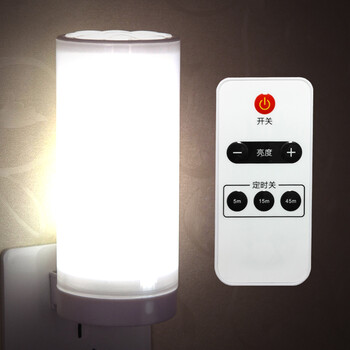 小台灯带开关插座灯卧室床头灯喂奶灯夜光灯 白光(10档调光 定时关灯)