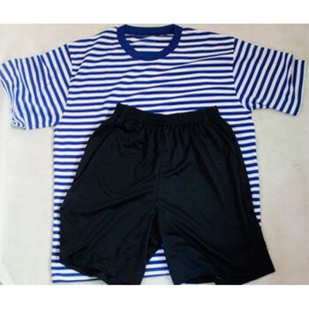 闪电客 海军体能训练服海魂衫水兵服蓝白条纹短袖t恤男军训服 单上衣