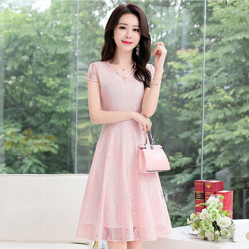 2018夏季新品女装连衣裙中老年女装35-45岁温柔超仙中长款夏天裙子 yz