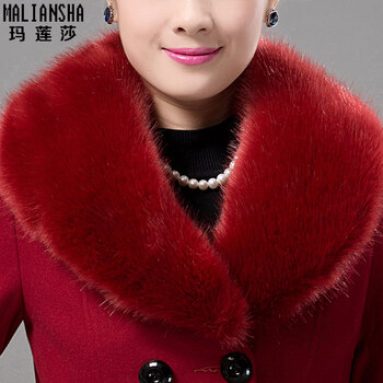 玛莲莎2015新款韩版修身大码中老年毛呢大衣 女中长款外套BM13818 枣红色 XXL
