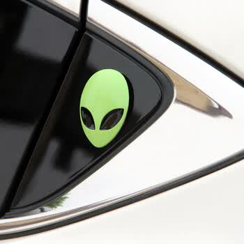 名车邦汽车个性趣味3d立体车贴 金属外星人车标改装车贴车身贴 车头盖