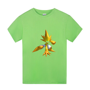 新款雷伊赛尔号 大小中儿童衣服 男女童t恤春夏装短袖半截袖 浅绿色