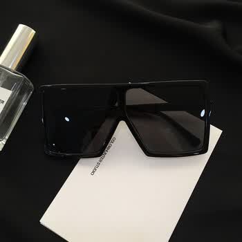 街拍 方框大框大脸太阳镜男女个性时尚不规则素颜眼镜 黑色