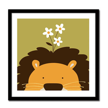 油画动漫卡通手绘油彩装饰画 动物连连看卡通图油画装饰diy b010狮子