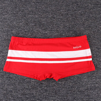 女士lest帅t内裤中性tt海军风条纹拼接棉质平四角大码青年潮 粗纹红白