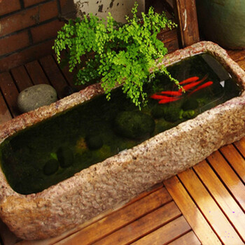 仿古石雕鱼缸石头水槽花盆养鱼养花老石槽庭院流水组合老旧洗手盆 老