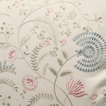 avigers 中式绣花沙发抱枕靠垫 棉麻床头汽车靠背垫 曼珠粉 45cm*45cm含芯