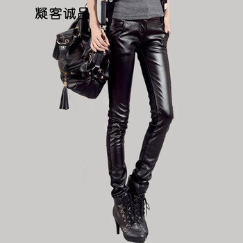 凝客诚品 2015秋季新款牛仔裤女小脚皮裤紧身打底裤 KXL808 黑色 27