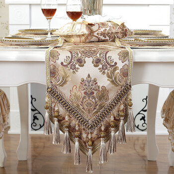 索菲娜 欧式桌旗 艾伽斯 米色 流苏款 桌旗流苏33*160cm 单件