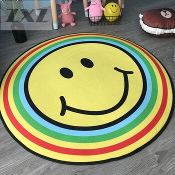 卡通圆形短毛绒婴儿地垫卧室客厅儿童房地毯宝宝防滑爬爬垫游戏垫