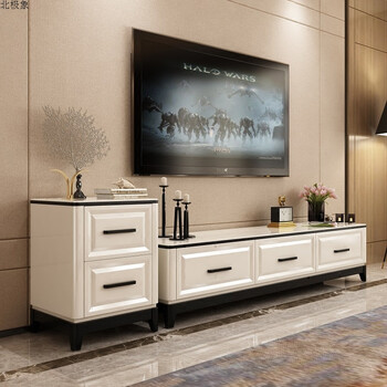 简约白色高端大气客厅家具电视柜储物柜时尚大小户型白色地柜矮柜