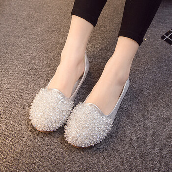 女士豆豆鞋 女鞋子潮春秋季2018新款韩版 百搭春款显脚小 一脚蹬 银色