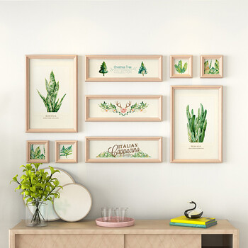 创意照片墙餐厅装饰相框墙客厅挂墙现代简约相片墙照片墙装饰 枫木色