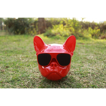 犬音响迷你狗头重低音炮无线蓝牙音箱创意生日礼物车载音响 红色大狗