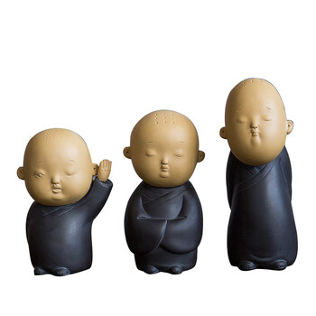 禅意摆设 粗陶可养茶玩手工创意摆件家居饰品 不看不听不说(一套)