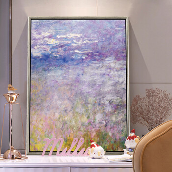 七里河畔 莫奈客厅装饰画艺术壁画抽象油画布沙发后挂画 b款 50*65_ 3