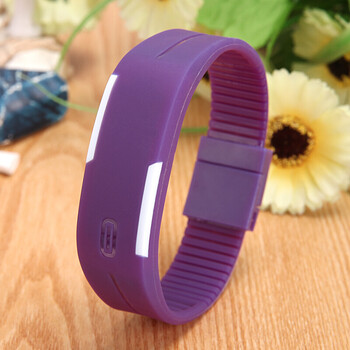 led手环手镯运动手表男表女表情侣表儿童学生电子 led紫色