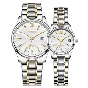 劳士顿(rosdn)情侣手表一对 时尚石英腕表潮流精钢休闲防水情侣表对表