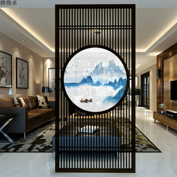 定制新中式屏风实木隔断现代镂空木格栅玄关入户客厅餐厅办公酒店