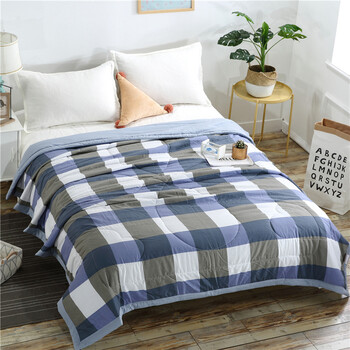 夏凉被水洗棉空调被家用单双人学生宿舍单人简约格子薄被子可水洗