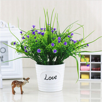 花艺赫仿真花套装假花摆件塑料花含陶瓷花瓶干花花束仿真植物盆景绢花客厅阳台餐桌装饰花盆栽紫色满天星水草 Love陶瓷瓶套装 图片价格品牌报价 京东