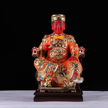 郭圣王 敦煌彩贴金 广泽尊王 宗教道教手工彩绘树脂工艺品神像 12英寸