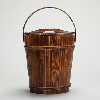 茶渣桶竹制实木家用小号茶水桶带盖圆形功夫茶排水桶废水桶配件 仿古