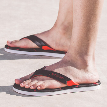 外穿时尚韩版海边沙滩夏季男生脱鞋男士人字拖凉鞋夏潮鞋 黑 44