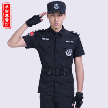 黑色執勤作戰作訓服軍迷服飾特警特勤訓練服 斜紋夏短袖套裝(送腰帶