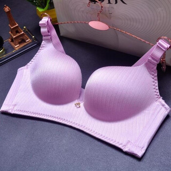 竖拉丝光面按摩珠无痕内衣舒适聚拢调整型nb无钢圈文胸 紫色 85a
