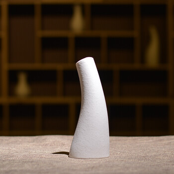 干花小花瓶日式白色简约小清新麻绳迷你装饰客厅插花陶瓷摆件 曲颈瓶