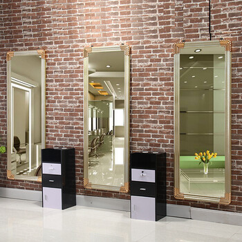 美发镜台理发店镜子发廊镜落地镜单面镜框化妆镜台挂镜试衣镜子 珍珠