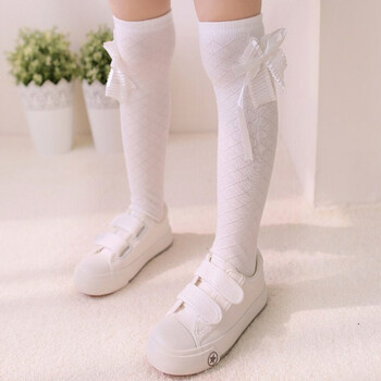 韩版春秋百搭儿童女童中筒袜公主过膝长筒袜薄款长袜子夏季 白色 3-7
