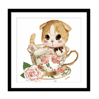 diy数字油彩画手绘填色diy油画小礼物儿童房卡通装饰画 d041小黄猫 30