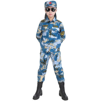 军装儿童迷彩服男童套装野战特种兵夏令营军训短袖六一演出服 海军蓝