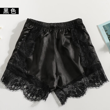 蕾丝安全裤防走光女夏季薄款可外穿内搭加大码宽松打底裤短裤 黑色