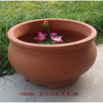 攸竹【】盆景盆红泥盆红陶土盆鱼缸鱼坛睡莲盆红陶缸839 46*26cm 中等