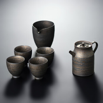 唐兴 盖碗茶具套装茶壶茶杯整套茶具日式功夫茶具家用茶道茶具 铁釉套装3（茶壶+公道杯+4杯）