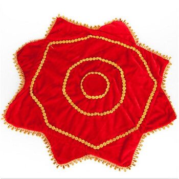 舞蹈广场舞二人转手帕秧歌舞加厚丝绒大红手帕大号八角手绢zz 红色