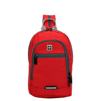 瑞世（SUISSEWIN）休闲运动男包 多功能单肩胸包 双肩旅行背包 SNR007红色