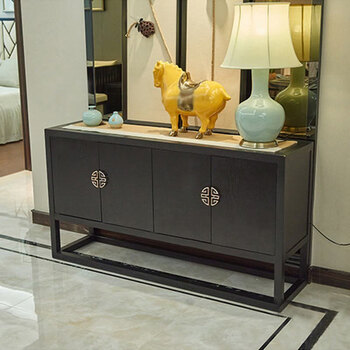 新中式实木餐边柜酒店大厅复古玄关柜门厅柜玄关台装饰柜 04款 整装