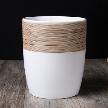 陶瓷家居手工风垃圾桶办公室废纸收纳桶客厅卧室创意收纳桶摆件 g款