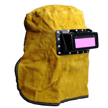 定制头戴式电焊面罩纯牛皮焊接焊工玻璃双翻镜防护电焊帽 牛皮铁翻盖