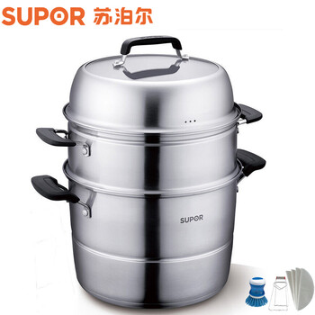 
                                        苏泊尔（SUPOR） SZ26E1味鲜不串味三层不锈钢蒸锅26CM燃气电磁炉通用锅具                