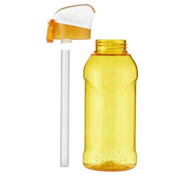 时光旧巷 户外运动水杯塑料透明便携随手杯水壶 quechua cpy 黄色吸管