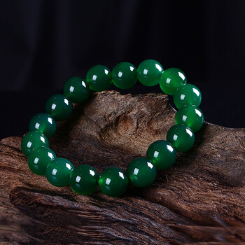 唐钰珠宝 绿玛瑙手链 男女通用绿玉髓手串 情侣款百搭珠子6-12mm手串