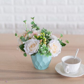 创意桌面盆栽塑料小花盆室内塑料花娟花假话花仿真花客厅摆件摆设盆栽