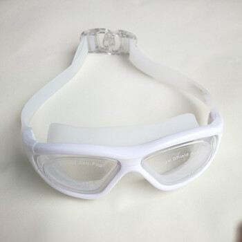 泳镜防水防雾 男女时尚电镀游泳眼镜 透明镜片 白色