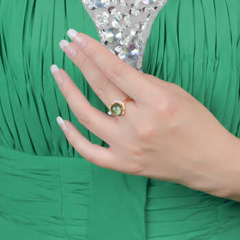 > 蒂嘉珠宝 4.1克拉天然葡萄石戒指 浪漫18k玫瑰金钻石戒指 女 配证书